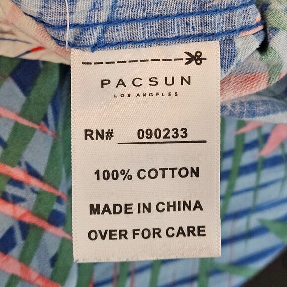 Pacsun Men's Tropical Button-up Palm Leaves Print Multicolor Shirt | XL - Picture 11 of 14